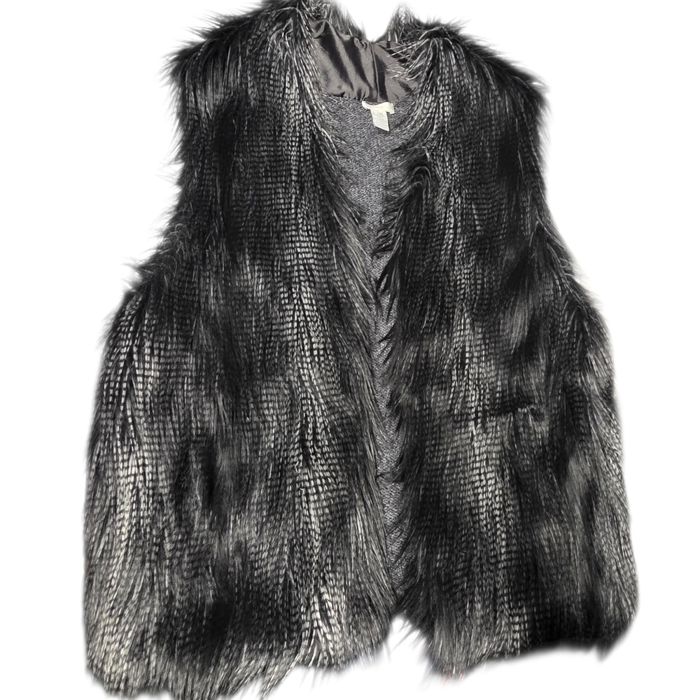 ✦ Chico’s Luxe Gray Faux Fur Vest‎ L/XL ✦ Mob Wife Old Money Aesthetic
